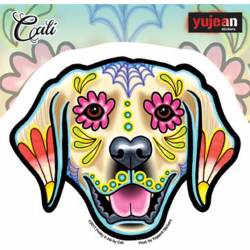 Cali's Golden Retriever Sugar Skull Dog Head - Vinyl Sticker