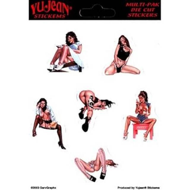 Assorted Mini Pin Up Keith Garvey - Set of 6 Sticker Sheet