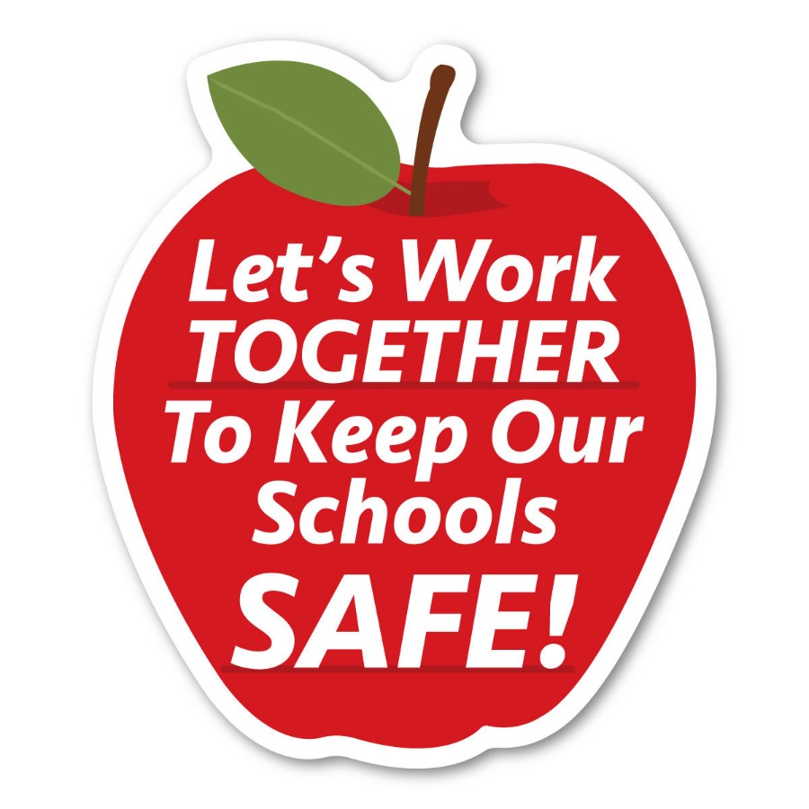 Let s Work Together To Keep Our Schools Safe Apple Magnet At Sticker 