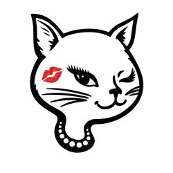 White Cool Cat Head - Vinyl Sticker