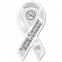 White Lung Cancer Awareness Ribbon Car Magnet Decal Heavy Duty Waterproof 
