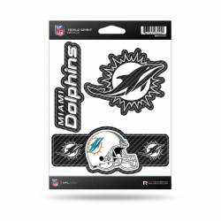 Miami Dolphins - Sheet Of 3 Carbon Fiber Triple Spirit Stickers