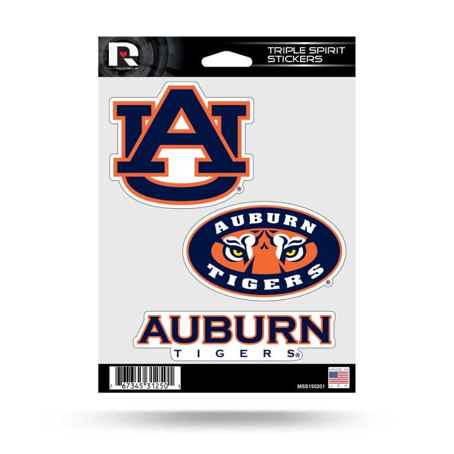 Auburn University Tigers - Sheet Of 3 Triple Spirit Stickers
