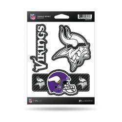 Minnesota Vikings - Sheet Of 3 Carbon Fiber Triple Spirit Stickers
