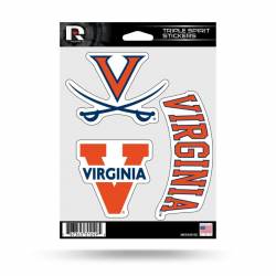 University Of Virginia Cavaliers - Sheet Of 3 Triple Spirit Stickers