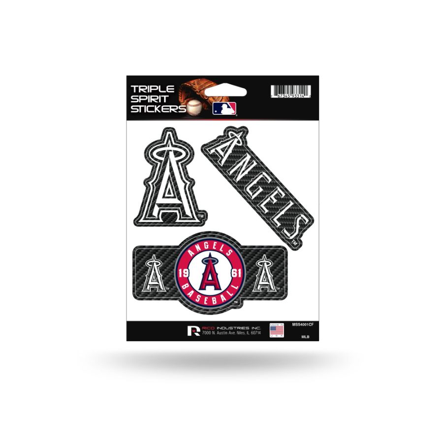 Los Angeles Angels - Sheet Of 3 Carbon Fiber Triple Spirit Stickers at ...