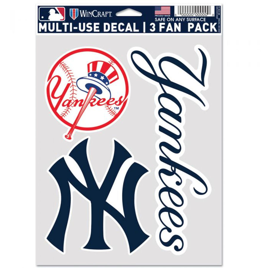 New York Yankees Sheet Of 3 Triple Spirit Stickers at Sticker Shoppe