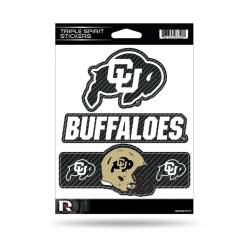 University Of Colorado Buffaloes - Sheet Of 3 Carbon Fiber Triple Spirit Stickers