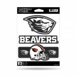 Oregon State University Beavers - Sheet Of 3 Carbon Fiber Triple Spirit Stickers