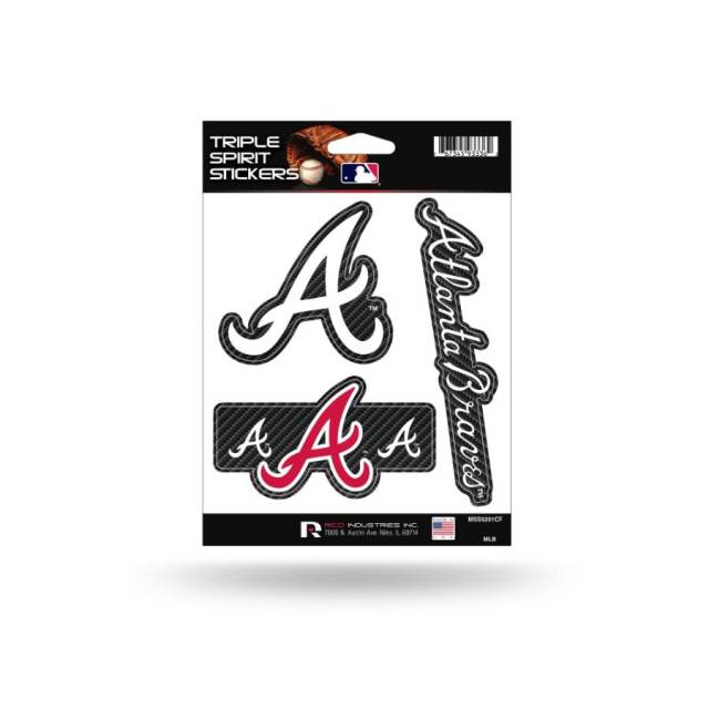 Atlanta Braves - Sheet Of 3 Carbon Fiber Triple Spirit Stickers at