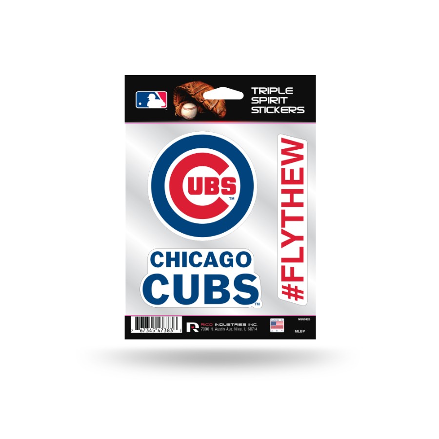 Chicago Cubs Slogan Go Cubs Go - Sheet Of 3 Triple Spirit Stickers at Sticker Shoppe