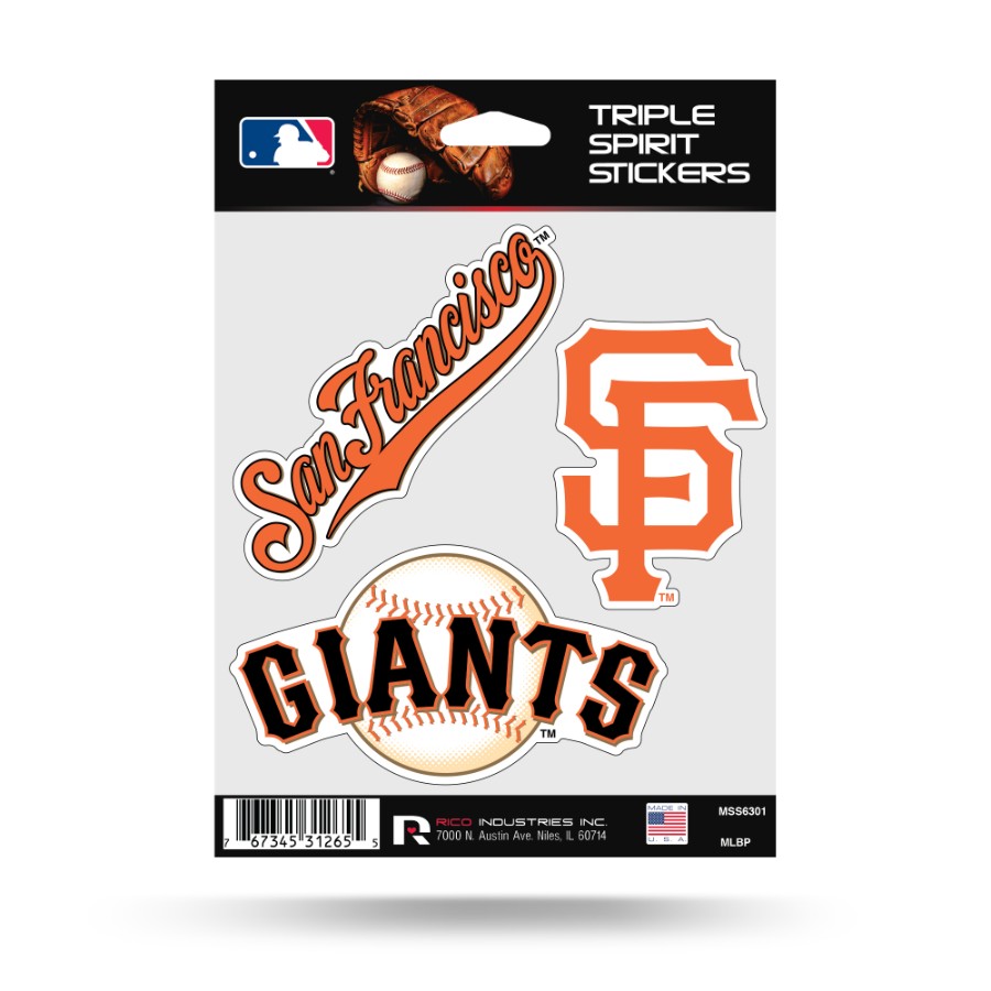 San Francisco Giants - Sheet Of 3 Triple Spirit Stickers