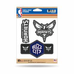 Charlotte Hornets - Sheet Of 3 Carbon Fiber Triple Spirit Stickers