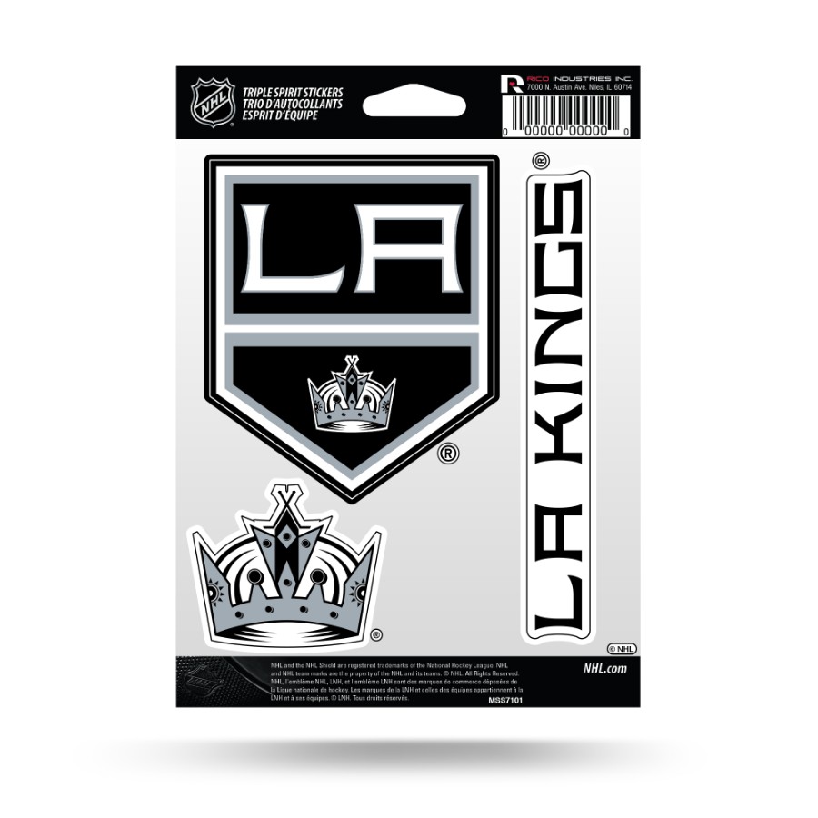 Los Angeles Kings Sheet Of 3 Triple Spirit Stickers at Sticker Shoppe