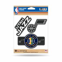 Utah Jazz - Sheet Of 3 Carbon Fiber Triple Spirit Stickers