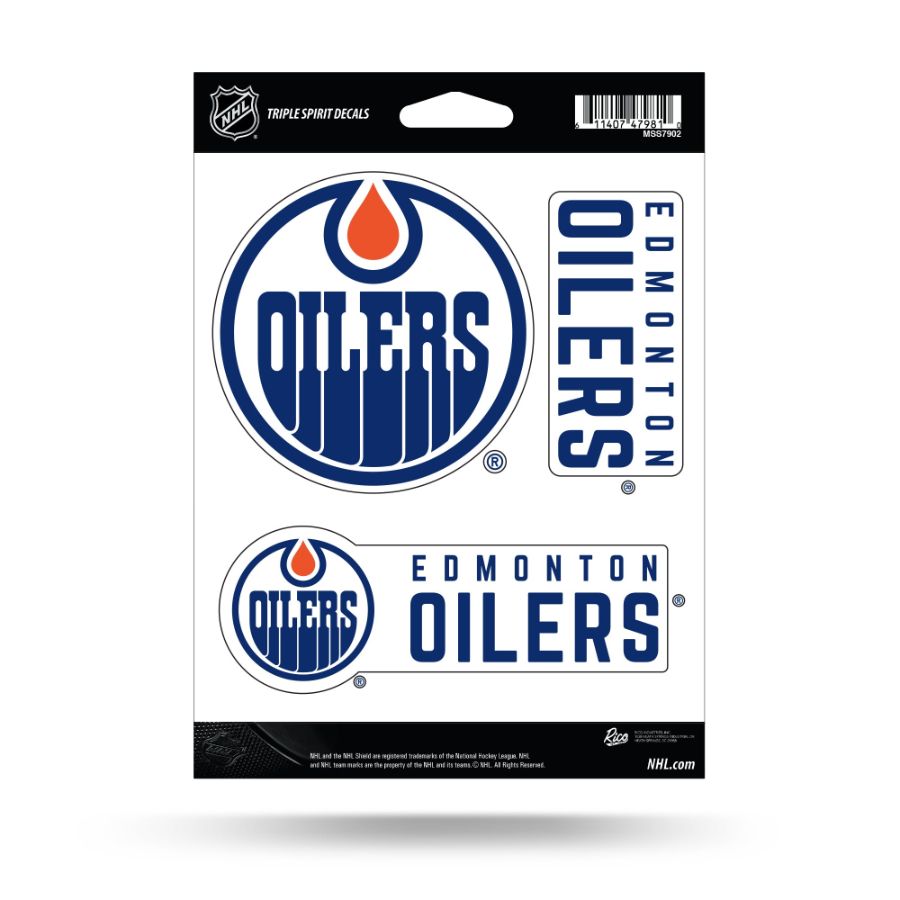 Edmonton Oilers Sheet Of 3 Triple Spirit Stickers at Sticker Shoppe