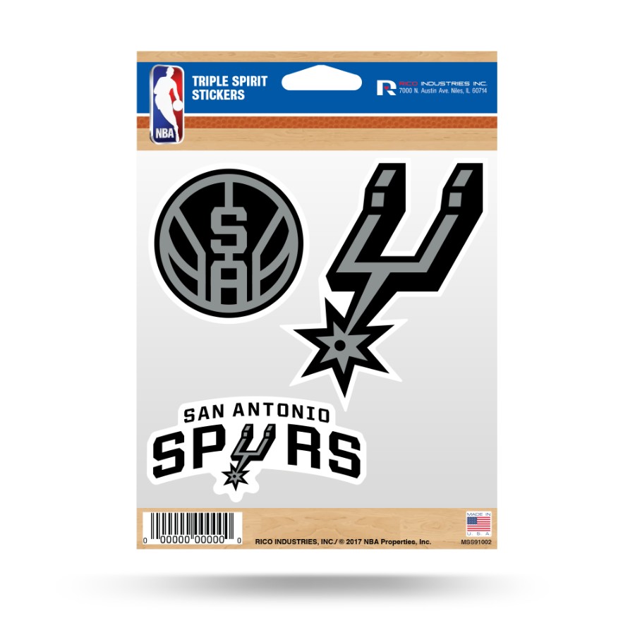 San Antonio Spurs - Sheet Of 3 Triple Spirit Stickers