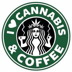 I Love Cannabis And Coffee - Round Sticker