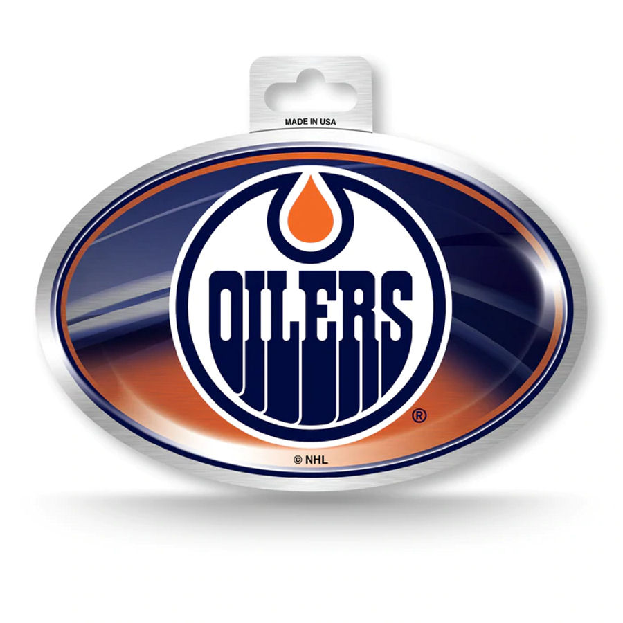 Edmonton Oilers Metallic Oval Sticker at Sticker Shoppe