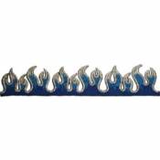 Blue & Silver Flames - Embroidered Iron-On Patch