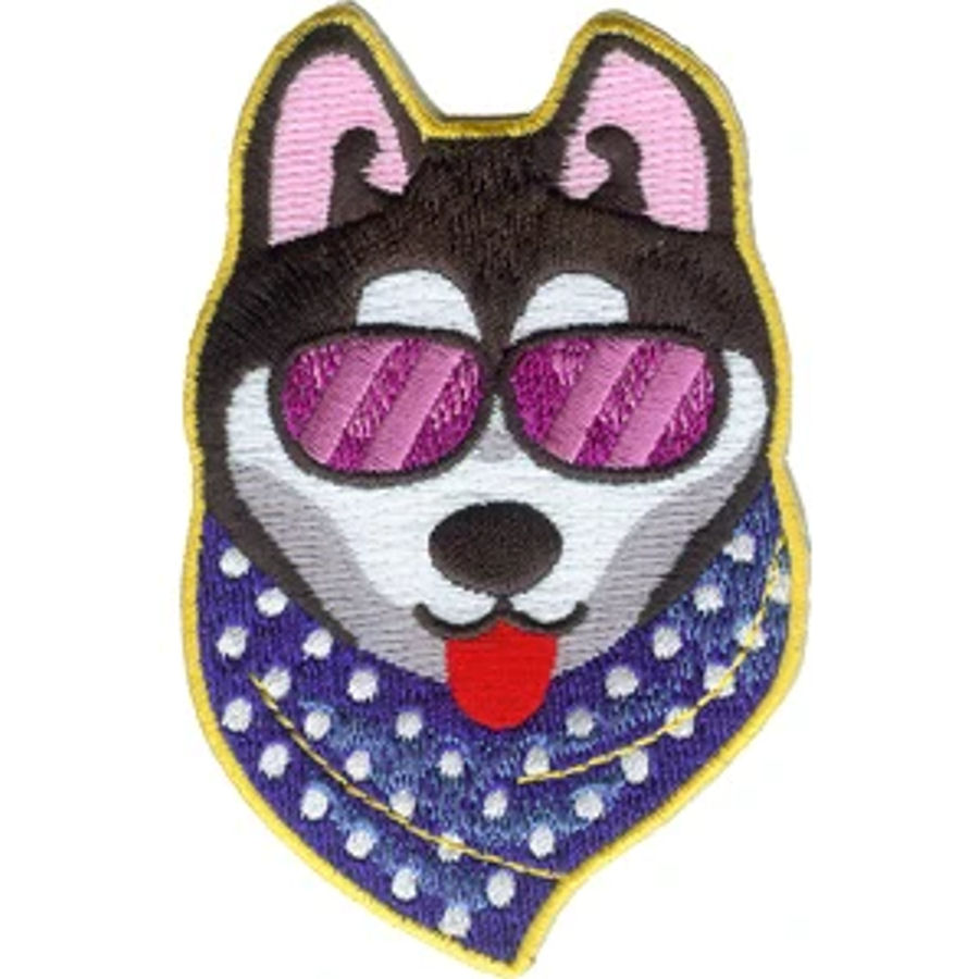 Cool Dog Husky Patch - Embroidered Iron-On Patch at Sticker Shoppe