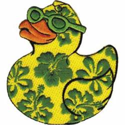 Hibiscus Flower Ducky - Embroidered Iron-On Patch