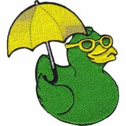 Rubber Duck With Umbrella - Embroidered Iron-On Patch