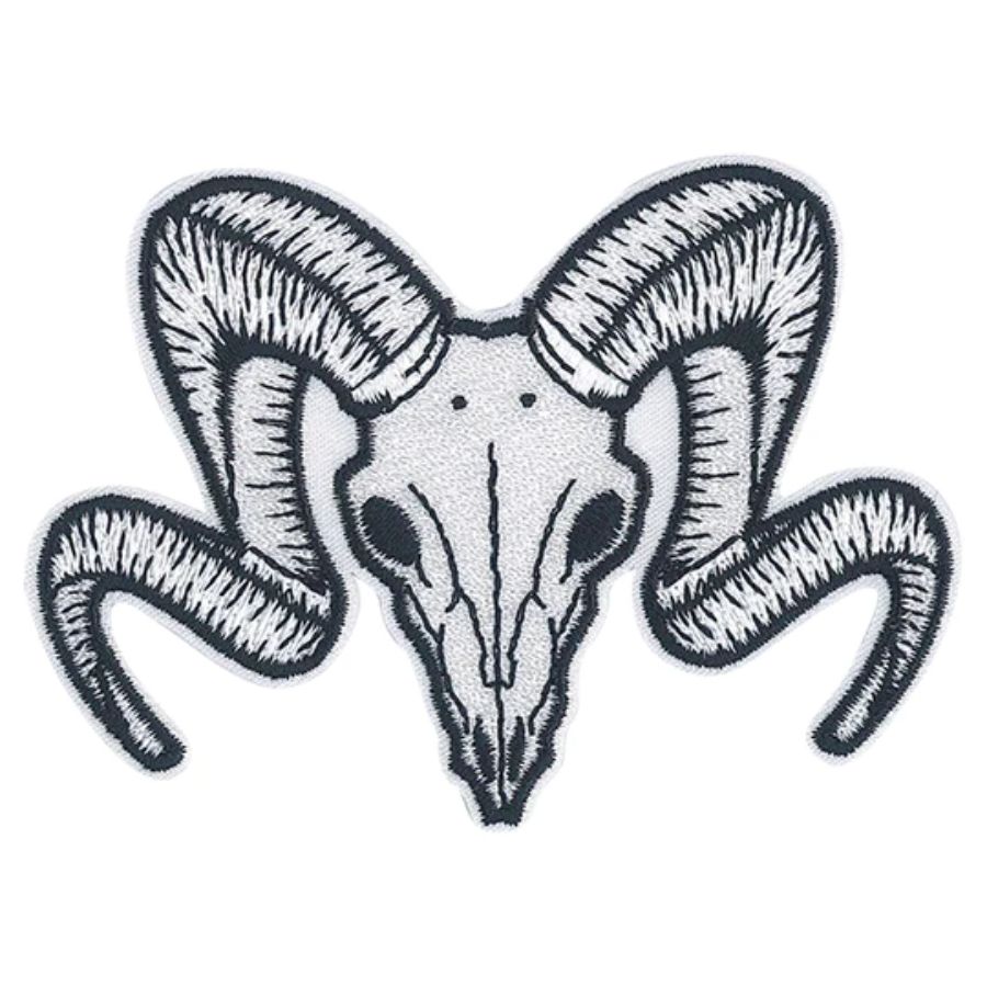 Goat Skull - Embroidered Iron-On Patch