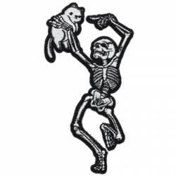 Tobe Fonseca Skeleton Dancing with Cat - Embroidered Iron-On Patch