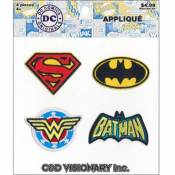 Superman Batman Wonder Woman Logo - Set of 4 Mini Embroidered Iron-On Patches