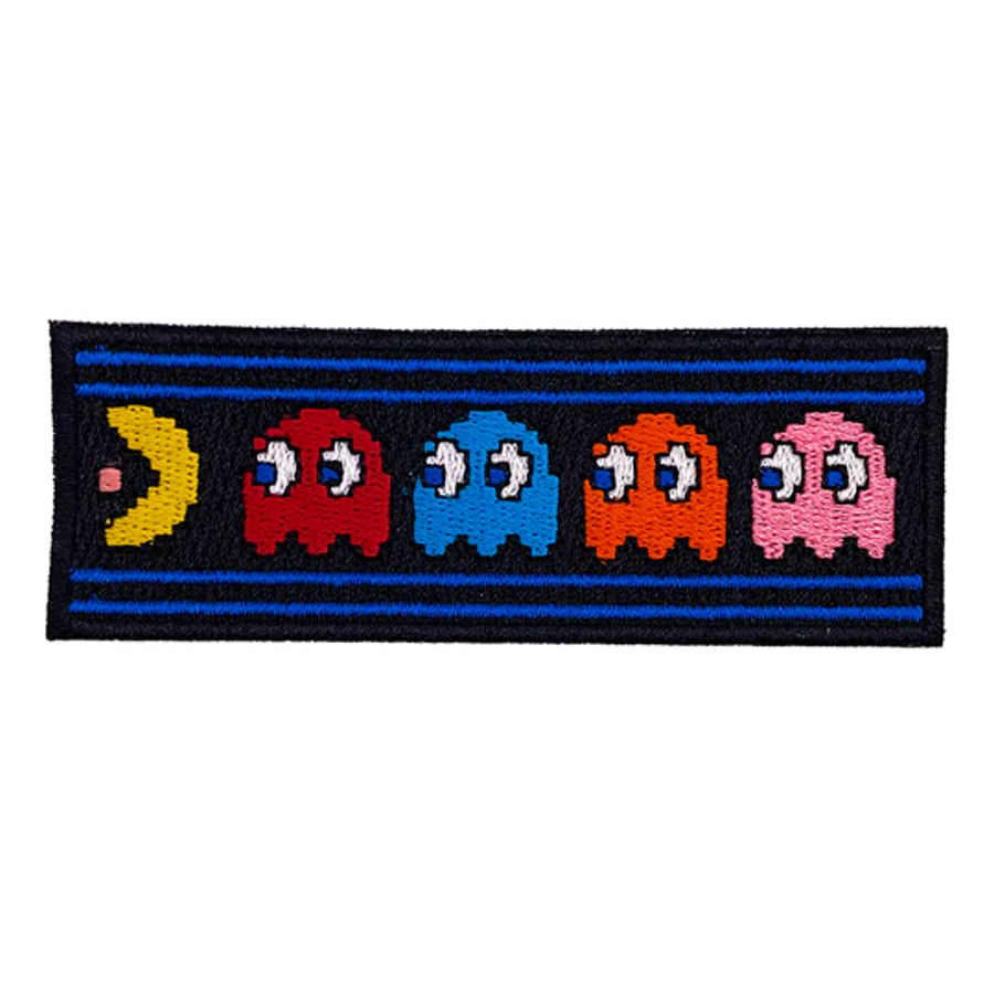 PacMan Chased by Ghosts Embroidered IronOn Patch at Sticker Shoppe
