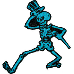 GRATEFUL DEAD DANCING SKELETONS WITH TOPHAT EMBROIDERED PATCH !