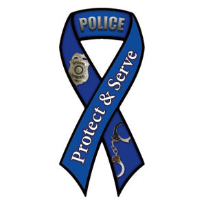 Protective Service Ribbon Police Protect & Serve - Ribbon Magnet at Sticker Shoppe