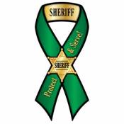 Green Sheriff Protect & Serve - Ribbon Magnet