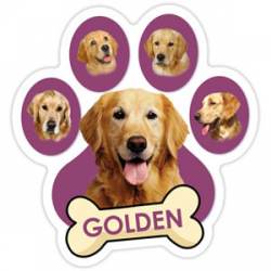 Golden - Purple Paw With Bone Magnet