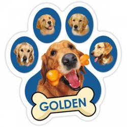 Golden - Blue Paw With Bone Magnet
