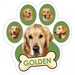 Golden - Green Paw With Bone Magnet