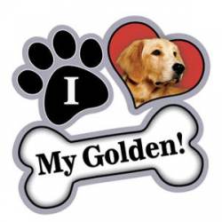 I Love My Golden - Paw/Heart/Bone Magnet