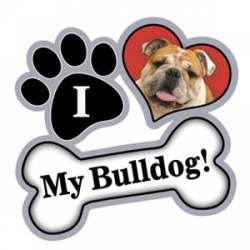 I Love My Bulldog - Paw/Heart/Bone Magnet