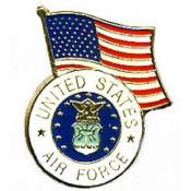 United States Air Force Logo & American Flag - Lapel Pin