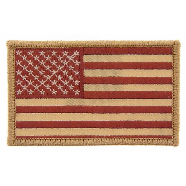 United States Of America American Flag Brown - Embroidered Iron-On Patch