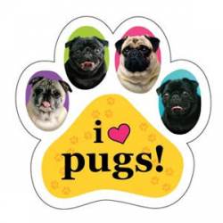 I Love Pugs - Paw Magnet