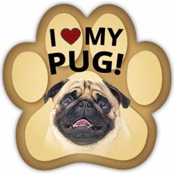 I Love My Pug - Paw Magnet