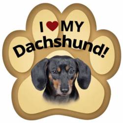 I Love My Dark Dachshund - Paw Magnet