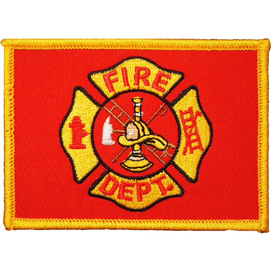 Fire Department Red and Gold Flag - Embroidered Iron-On Patch at ...