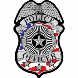 Police Officer American Flag Badge - Embroidered Iron-On Patch