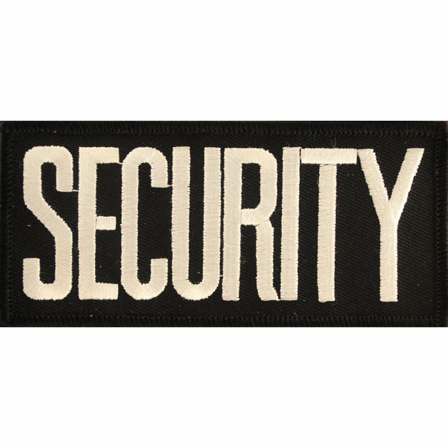 Security Black and White Tab - Embroidered Iron-On Patch at Sticker Shoppe