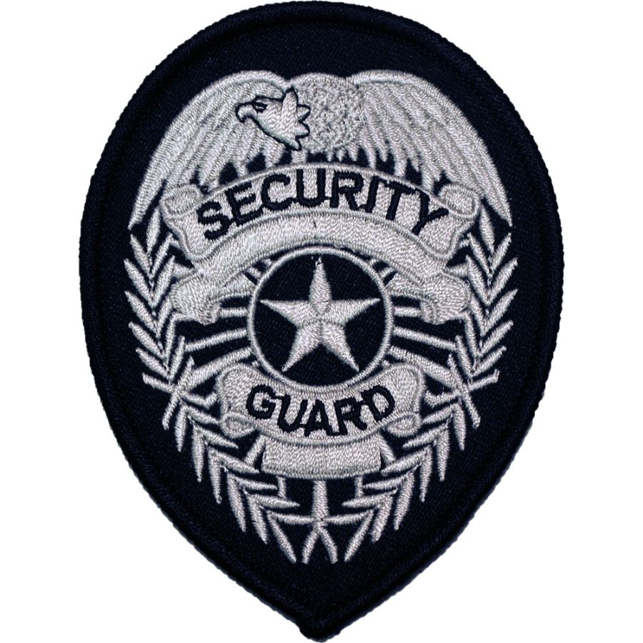 Security Guard Silver Badge Embroidered IronOn Patch at Sticker Shoppe