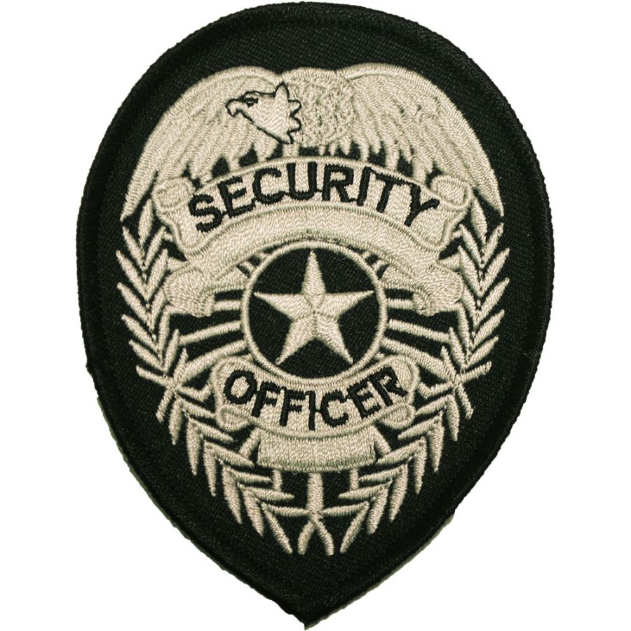 Security Officer Silver Badge Embroidered IronOn Patch at Sticker Shoppe