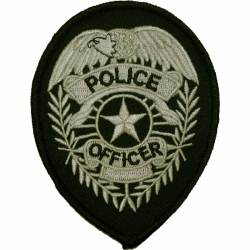 Silver Police Badge - Embroidered Iron-On Patch